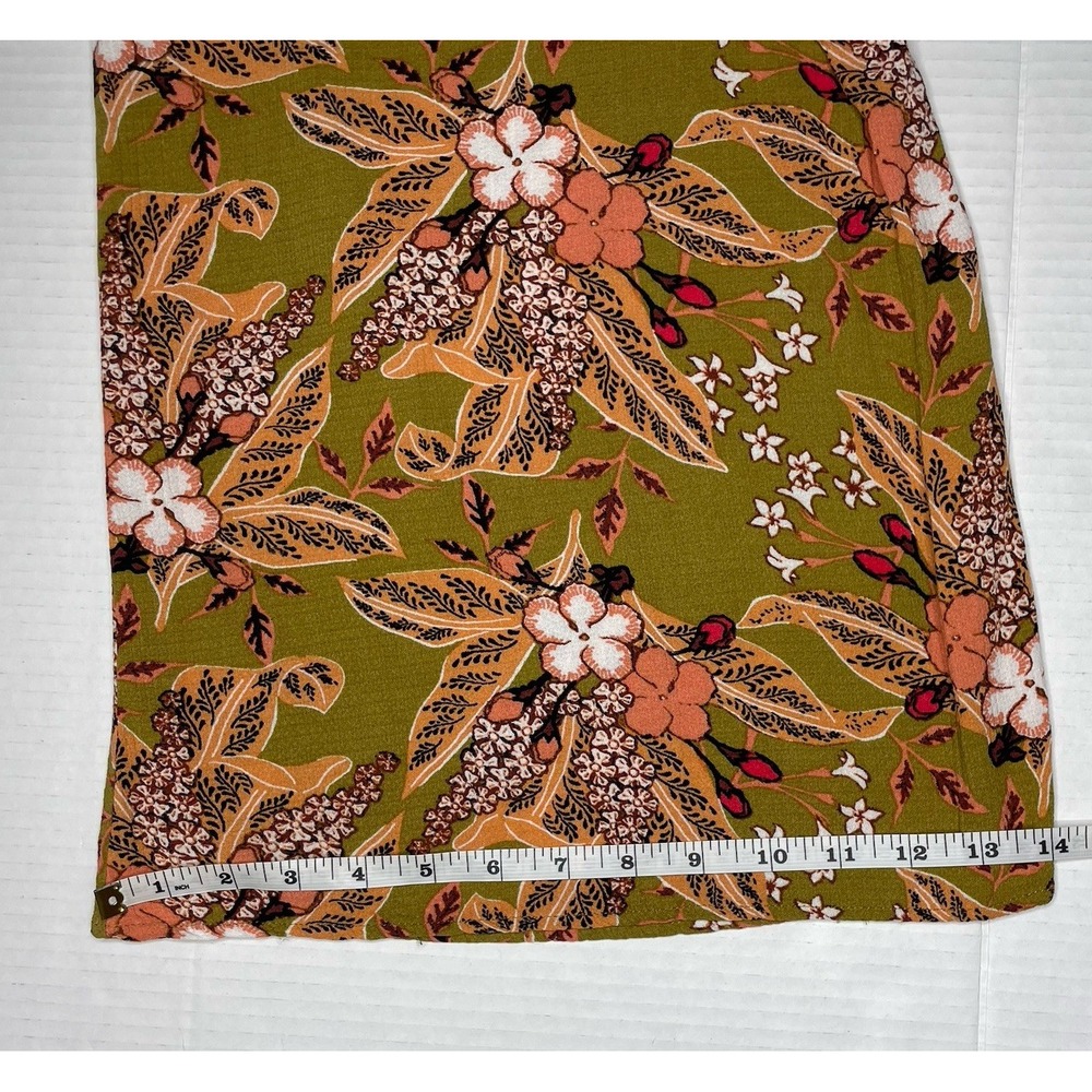 Women's Wide Leg Palazzo Flowy Pants Boho Size L Olive Green Floral Tropical - Picture 14 of 14